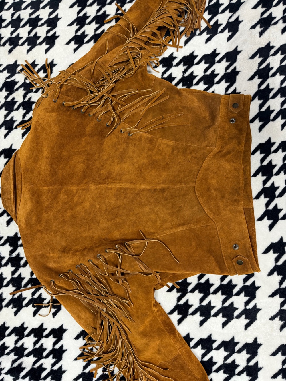 Vintage Brown Suede Leather Fringe Western Jacket Size M Boho Cowgirl - Picture 3 of 13